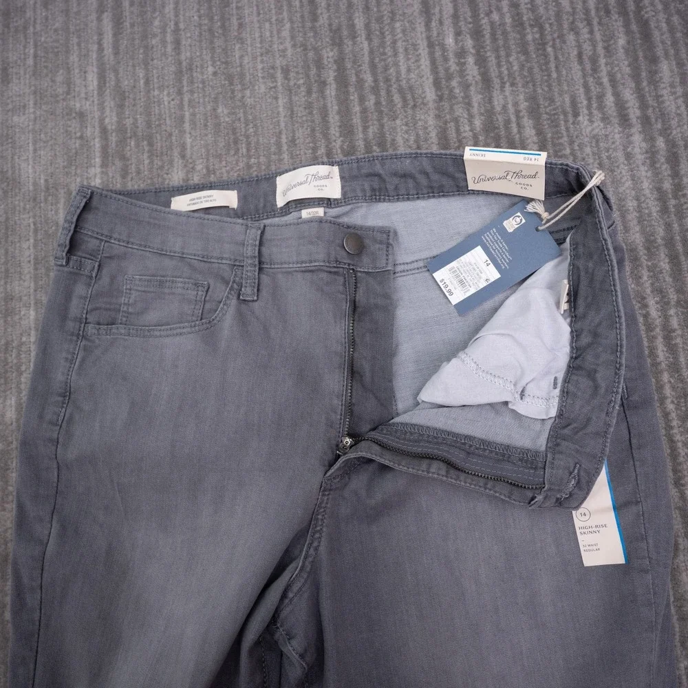 Universal Thread Skinny Jeans Womens 14 Grey NEW High Rise Fair Trade Stretch